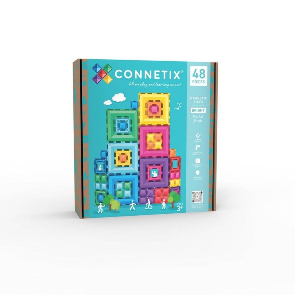 CONNETIX -  Magnetic Tiles Bright Portal Pack 48pc Blue